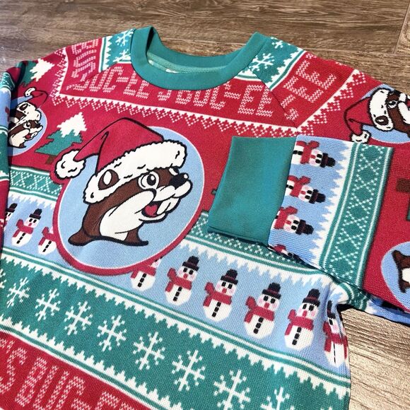 Bucees Christmas Ugly Sweater 2XL Santa Beaver Red Green Knit Holiday Pullover - Picture 2 of 8